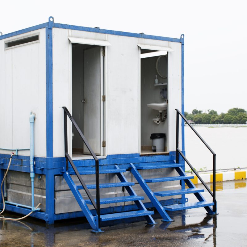 Temporary toilet in construction site