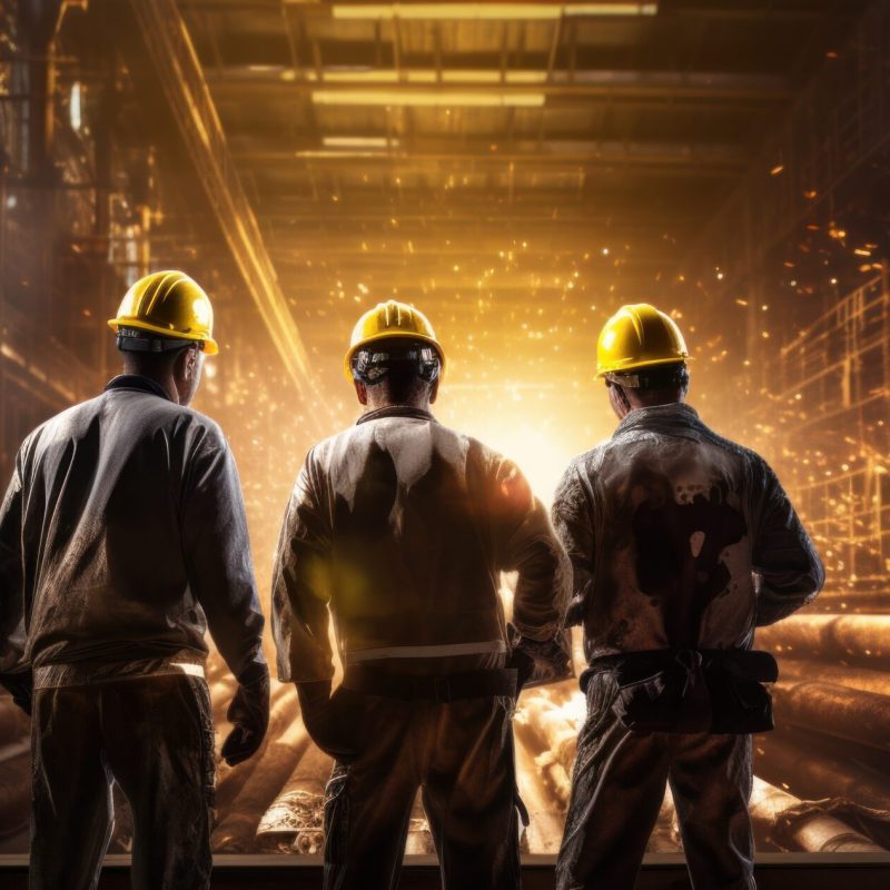 Workers in industrial factory.